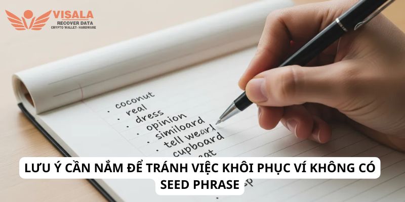 Lưu ý cần nắm để tránh việc khôi phục ví không có seed phrase