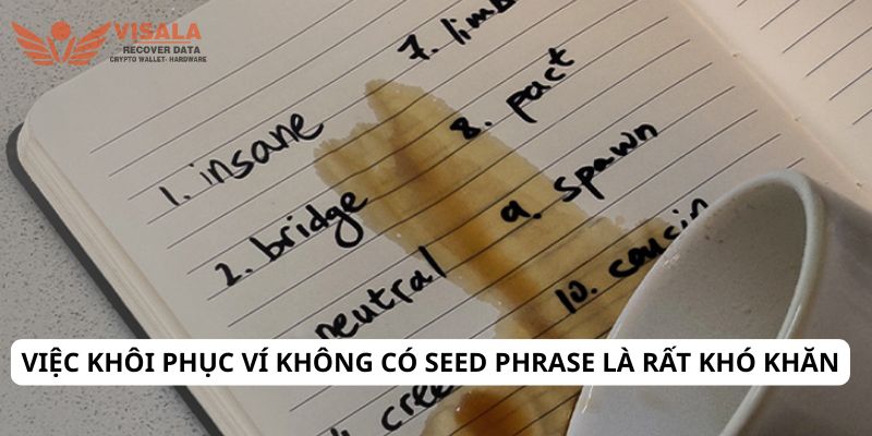 Việc khôi phục ví không có seed phrase là rất khó khăn